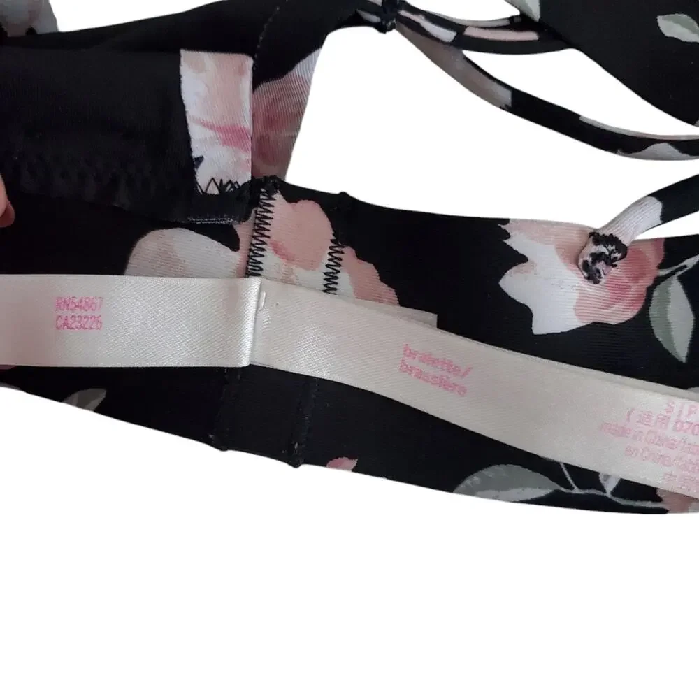 PINK VS | Floral Strappy Back Deep V Bralette